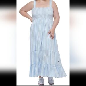 NWT Tommy Hilfiger Women's Smocked Tiered Sleeveless Maxi Dress Size XXL